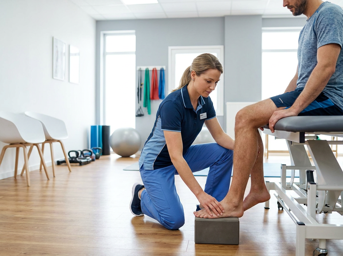 Physio assessing Achilles insertion